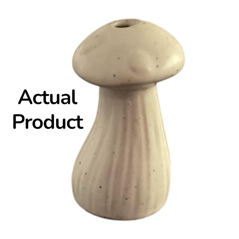 Brand New Handmade Ceramic Mushroom Mini Taper Candle Holder in a Speckled Cream
